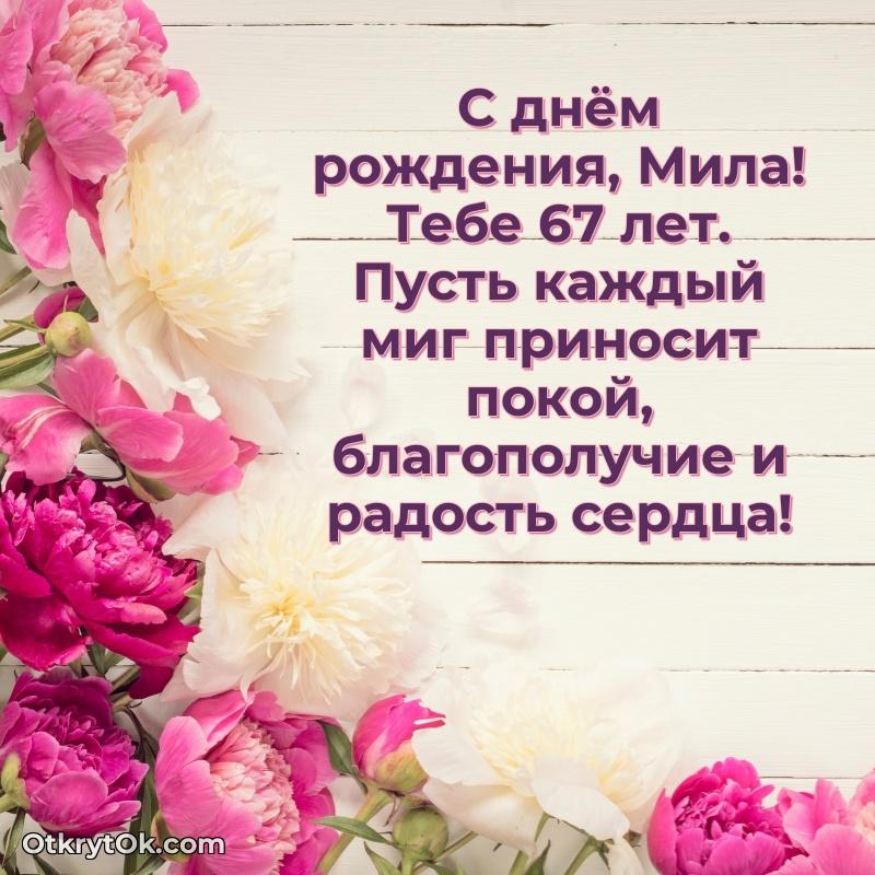 Мила, поздравление на 67 лет