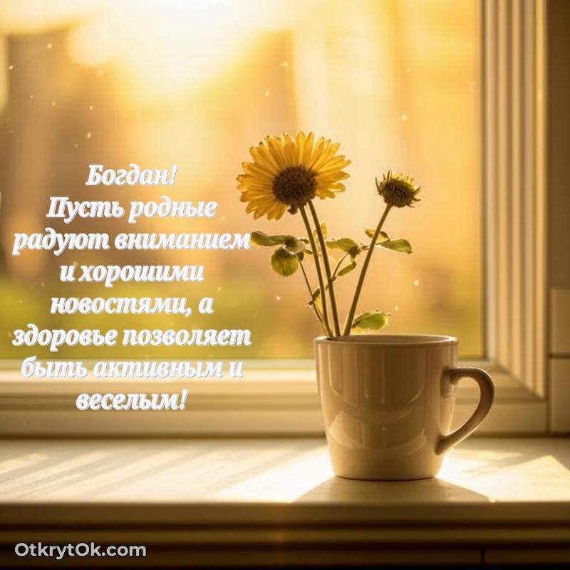 Открытка с пожеланиями Богдану для ватсапа