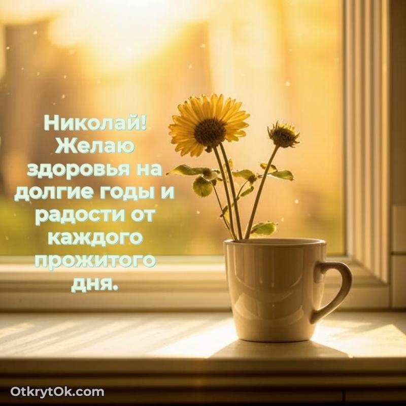 Открытка Мерцающая картинка Николаю с днем рождения Николай